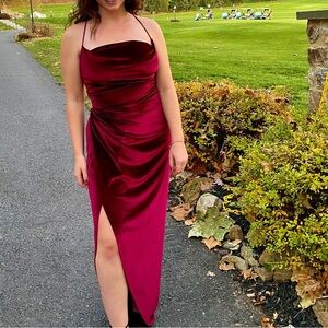 Burgundy velvet formal dress